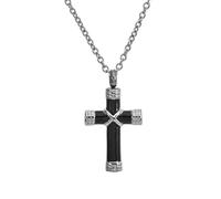 MKJFRLLSA Gioielli di cremazione per Ceneri per Il ricordo Umano Croce in Acciaio Inox Memorial Ciondolo Urna di cremazione Collana per Ceneri umane