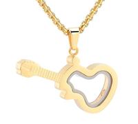 MKJFRLLSA Gioielli in urna commemorativa con chitarra in vetro per donne uomini collana in acciaio inox per la cremazione che contengono le ceneri
