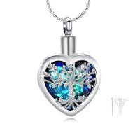MKJFRLLSA Personalizza la Collana dell'urna di cremazione del Cuore di Cristallo dei Gioielli commemorativi per Le Ceneri dell'uomo/Animale Domestico Ricordo dell'Acciaio Inossidabile