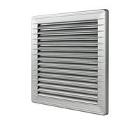 MKK Griglia di ventilazione rettangolare, Ø 100, 120, 125, 150 mm, griglia di scarico, zanzariera in plastica, diametro 110 mm, colore argento