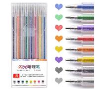 MKKZLPN Set di 8 Mini Penne Gel Glitterate, 1x16 cm, Shine Like a Diamond, Diametro della Punta 1,0 mm per Forniture per artisti, Libri da colorare, Disegno