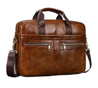 MKLHAVB Borsa da lavoro uomo in vera pelle, borsa a tracolla for laptop 15", for documenti A4, for computer e messaggi(Blue)