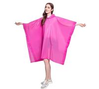 MKLHAVB Poncho Antipioggia Grande da 3 Pezzi, 110 * 130 cm, Impermeabile Unisex in Eva, Spesso, Donna, Uomo, Campeggio, Bicicletta(Pink)
