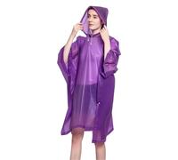 MKLHAVB Poncho Antipioggia Grande da 3 Pezzi, 110 * 130 cm, Impermeabile Unisex in Eva, Spesso, Donna, Uomo, Campeggio, Bicicletta(Purple)