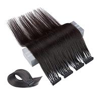 MKLL Estensioni dei Capelli Vergini Senza Tracce di Seconda Generazione, 100% Capelli Veri 6D, 10 File, Installazione E Rimozione Rapide, può Permanente E Tingere I Capelli,#1b,18IN