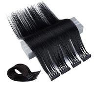 MKLL Estensioni dei Capelli Vergini Senza Tracce di Seconda Generazione, 100% Capelli Veri 6D, 10 File, Installazione E Rimozione Rapide, può Permanente E Tingere I Capelli,#1,24IN