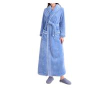 MKLQLS Accappatoio Unisex in Flanella Tinta Unita per Coppia,Soffice e Sofficecon Collo a Scialle,Comodo da indossare,Vestaglia Super Morbido,Blu Cielo,da Donna,Taglia M (40-65 Kg)