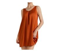 MKLQLS Camicia da Notte da Donna in Raso, Sottoveste Corta E Sexy con Spalline Sottili, Camicia da Notte Casual con Scollo a V, Pigiama Morbido da Donna, negligé Estivo Arancione L