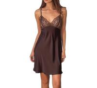 MKLQLS negligé da Donna in Raso - Camicia da Notte Sexy con Lacci sul Retro E Spalline Sottili, Camicia da Notte in Morbida Rete, Babydoll Corta, Sottoveste con Scollo a V, Pigiama.