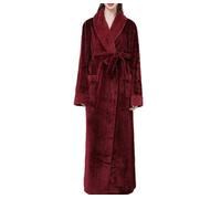 MKLQLS Vestaglia da Donna in Flanella Lunga,Soffice e Sofficecon Collo a Scialle,Comoda Vestaglia da Casa,Super Morbida Accappatoio invernale,Rossa M