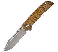 MKM CLAP Micarta canvas naturale - Guancette in titanio BÖHLER M390 MK LS01-NC
