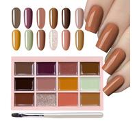 MKNZOME 12 Colori Kit Smalto Semipermanente Unghie, Kit Smalti per Unghie in Gel con Pennello, Marrone Nero Glitter per Nail Art French Manicure DIY