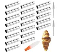 MKNZOME 20 Pack Stampi per Cannoli in Acciaio Inossidabile Forma Tubi Rotolo di Crema Stampo per Cornetto Cono