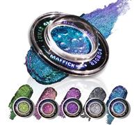 MKNZOME 5 Colori Ombretto Glitter Occhi, Viola Blu Verde Argento Ombretto Camaleonte Metallico Dal Colore Intenso, Make Up Brillantini Illuminante Viso