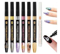 MKNZOME 6 Colore Nail Art Pen con Penna Struccante, Set di Penne per Unghie, French Chrome Nail Point Punteggiatura Penna Disegno Pittura Per Nail Art Fai da Te, Decorazioni Unghie