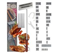 MKNZOME BBQ Barbecue Marchio in Ferro Firma Nome, Accessori Barbecue BBQ in Acciaio Inox Attrezzi Barbecue Professionale - 55 x Lettere e 8 Spazi, 4 Parti di Fissaggio, Versione Aggiornata