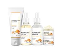 MKNZOME Curcuma Skin Care Kit Viso Completo, 5 Pezzi Prodotti Skincare Viso Set Regalo Donna Travel Essentials con Crema Curcuma, Siero, Regalo per Donne, Fidanzata, Mamma, Uomo