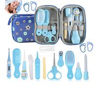 MKNZOME Set per la Cura del Bambino, 12 pcs Baby Healthcare Kit, Accessori Neonato per Quotidiano e Viaggi, Tagliaunghie, Alimentatore, Neonati Forbici Spazzolar per capelli per Ragazzino/Neonata
