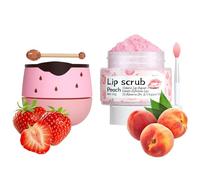 MKNZOME Set per la cura delle labbra, balsamo per le labbra e peeling per le labbra, per la cura delle labbra, riduce le linee e le rughe