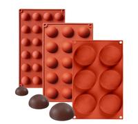 MKNZOME - Stampi in silicone a forma di semicerchio, confezione da 3 stampi in silicone per cioccolato, torte, gelatine, mousse, caramelle, gelati (3 dimensioni)