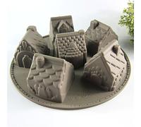 MKNzone 1 Stampo in Silicone con 6 Cavità per Cubetti di Ghiaccio, Biscotti, Tortini, Cioccolato, Dolci - Forma della casa, Consegna colore casuale(26 X 26 X 6.3 cm)