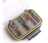 MKNZONE 64pcs Artificiale Pesca a Mosca Set, Mosche Secche Attrezzatura di Pesca per Trota, Persico, Luccio Kit, Pratico Accessori da Insetti Esche, Fatto a mano, Ideale per Appassionati di pesca