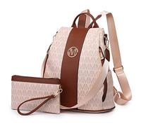MKP COLLECTION Set di 2 zaini da donna, alla moda, con tasche multiple, antifurto, da viaggio, borsa a tracolla, Rosa, 11.8"L x 5.5"W x 14"H