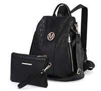 MKP COLLECTION Set di 2 zaini da donna, alla moda, con tasche multiple, antifurto, da viaggio, borsa a tracolla, Nero-1, Medium