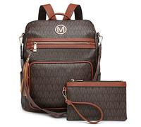 MKP COLLECTION - Zaino versatile da donna, alla moda, convertibile, grande, da viaggio, borsa a tracolla, set con nappa, 2 pezzi