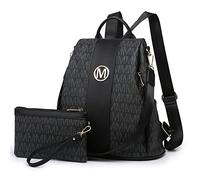 MKP Zaino da donna alla moda multi tasche firma antifurto zaino da viaggio scuola borsa a tracolla borsa da polso, 0-nero