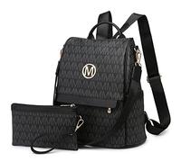MKP Zaino da donna alla moda multi tasche firma antifurto zaino da viaggio scuola borsa a tracolla borsa da polso, nero, 11.8"L x 5.5"W x 14"H, Zaini zaino
