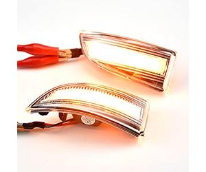 MKptopia 2 pezzi adatti Compatibile con Re-nault Me-gane 3 MK3 III RS 2008-2016 La-guna III X91 Flu-ence LED lampeggiante indicatore di luce di rotazione a specchio-bianco vetro