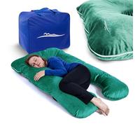 MKS Cuscino confortevole, originale, ergonomico, rinfrescante, cuscino per il corpo, cuscino per chi dorme sul fianco, per adulti, per un sonno migliore, 100 x 150 cm (micropeluche (morbido)/verde)