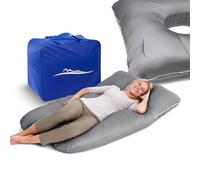 MKS Cuscino per chi dorme sul fianco con rivestimento, cuscino confortevole (100 x 150 cm), cuscino per dormire sul fianco, a forma di U, ergonomico, di alta qualità, in cotone (standard), bianco
