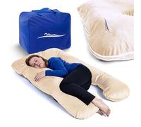 MKS Cuscino per chi dorme sul fianco con rivestimento, cuscino confortevole (100 x 150 cm), cuscino per dormire sul fianco, a forma di U, ergonomico, di alta qualità, con micropeluche (morbido), pesca