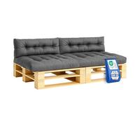 MKS Cuscino per pallet, per esterni, con cinghie di tensione, adatto per pallet, balcone, divano, impermeabile, per esterni, per panca (set da 4 (2 x 120 x 80 cm + 2 x 120 x 40 cm)