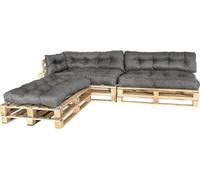 MKS Cuscino per pallet, per esterni, con cinghie di tensione, adatto per pallet, balcone, divano, impermeabile, per esterni, per panca (set da 6 (3 x 120 x 80 cm + 2 x 120 x 40 cm + 60 x 40 cm)