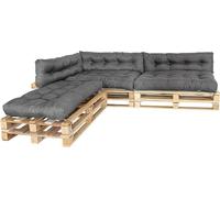 MKS Cuscino per pallet, per esterni, con cinghie di tensione, adatto per pallet, balcone, divano, impermeabile, per esterni, per panca (set da 6 (3 x 120 x 80 cm + 3 x 120 x 40 cm)