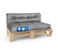 MKS Cuscino per pallet, per esterni, con cinghie di tensione, adatto per pallet, impermeabile, per balcone, per panca (set da 2 (120 x 80 cm + 120 x 40 cm)