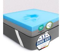 MKS Topper in gel 2 in 1 - Topper in schiuma gel 120 x 200 cm con sistema H3 e H4, 7 strati, scarico della pressione, lati in rete e elastici - ideale per dormienti laterali, schiena e addominali