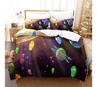 MKSCMZ Rick e Morty Set Di Biancheria Da Letto Copripiumino Singolo Con 3D Rick e Morty Modello Con Cerniera e Federa da Super Morbido e Traspirante Microfibra, Per Bambino e Adulti Copripiumino