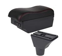 MKVAXR Accessori auto, for Citroen, for Berlingo Bracciolo for auto Scatola for bracciolo for auto Scatola portaoggetti interna for console centrale USB Bracciolo per auto(BLACK C Red Line 7usb)