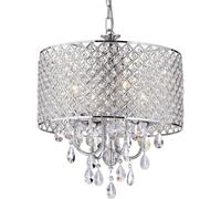 MKYOKO Applique Lampada da Parete Lampadario di Cristallo Rotondo Cromato Lampada da soffitto Lampada da Parete con Paralume a Tamburo in Rilievo Camera da Letto Applique da Parete Interno