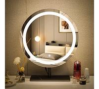 MKYOKO Specchio cosmetico Grande, Specchio per Trucco da Tavolo Hollywood con luci a LED dimmerabili, Illuminazione a 3 Colori, Oro/Nero (Color : Black Vanity Mirror, Size : 45cm)