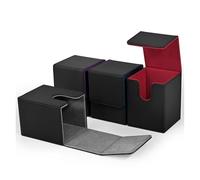 MKYYIOED Porta Deck Scatola for carte da gioco, contiene con bustina singola, chiusura in pelle(BK-RD-BU-VK)