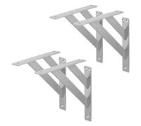 ML-Design 4 Pezzi Reggimensola a Muro 240x240 mm Argento Alluminio Mensole Galleggianti a Parete Staffa a Muro Supporto Mensola Sospesa a Parete Staffe per Mensole Pesanti Supporti per Scaffale
