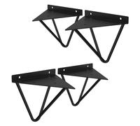ML-Design 4 Pezzi Staffe per Mensole Triangolari 160 mm Nero Metallo Reggimensola Triangolare per Montaggio a Parete Supporto per Mensola a Prisma Reggimensola a Forcella a Muro Staffa di Scaffale
