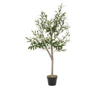 ML-Design Albero di Ulivo Artificiale 120 cm - Pianta Finta Grande con Tronco in Legno Naturale e Frutti - Decorazione Realistica in Vaso per Interni ed Esterni - Perfetto per Soggiorno e Ufficio