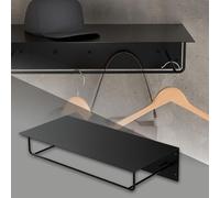 ML-Design Appendiabiti da Parete con Gancio Asta e Ripiano per Capelli Beretti 60 x 30 x 15 cm in Acciaio Verniciato a Polvere Nero Attaccapanni da Ingresso Corridoio per Giacche