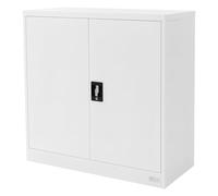 ML-Design Armadio per Archiviazione con Serratura Bianco 90x40x90 cm Acciaio Schedario 2 Ripiani Regolabili in Altezza Armadio per Ufficio a 2 Ante Mobiletto Portadocumenti Armadietto